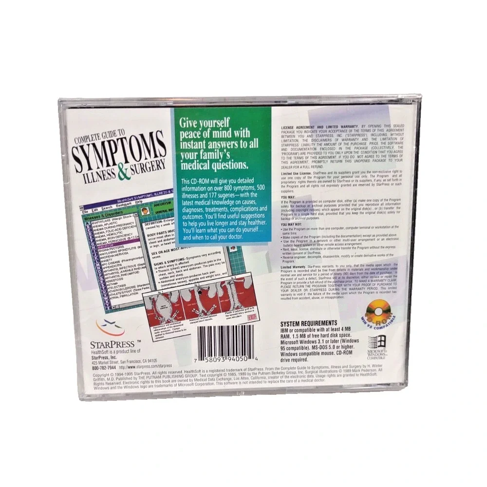 Complete Guide to Symptoms, Illness Surgery 1994 Windows CD-ROM StarPress Sealed